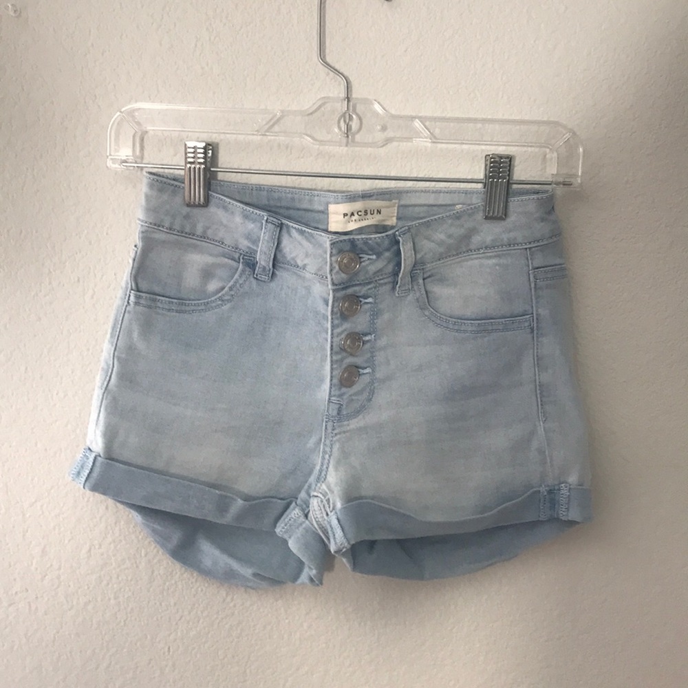 cute light washed denim shorts